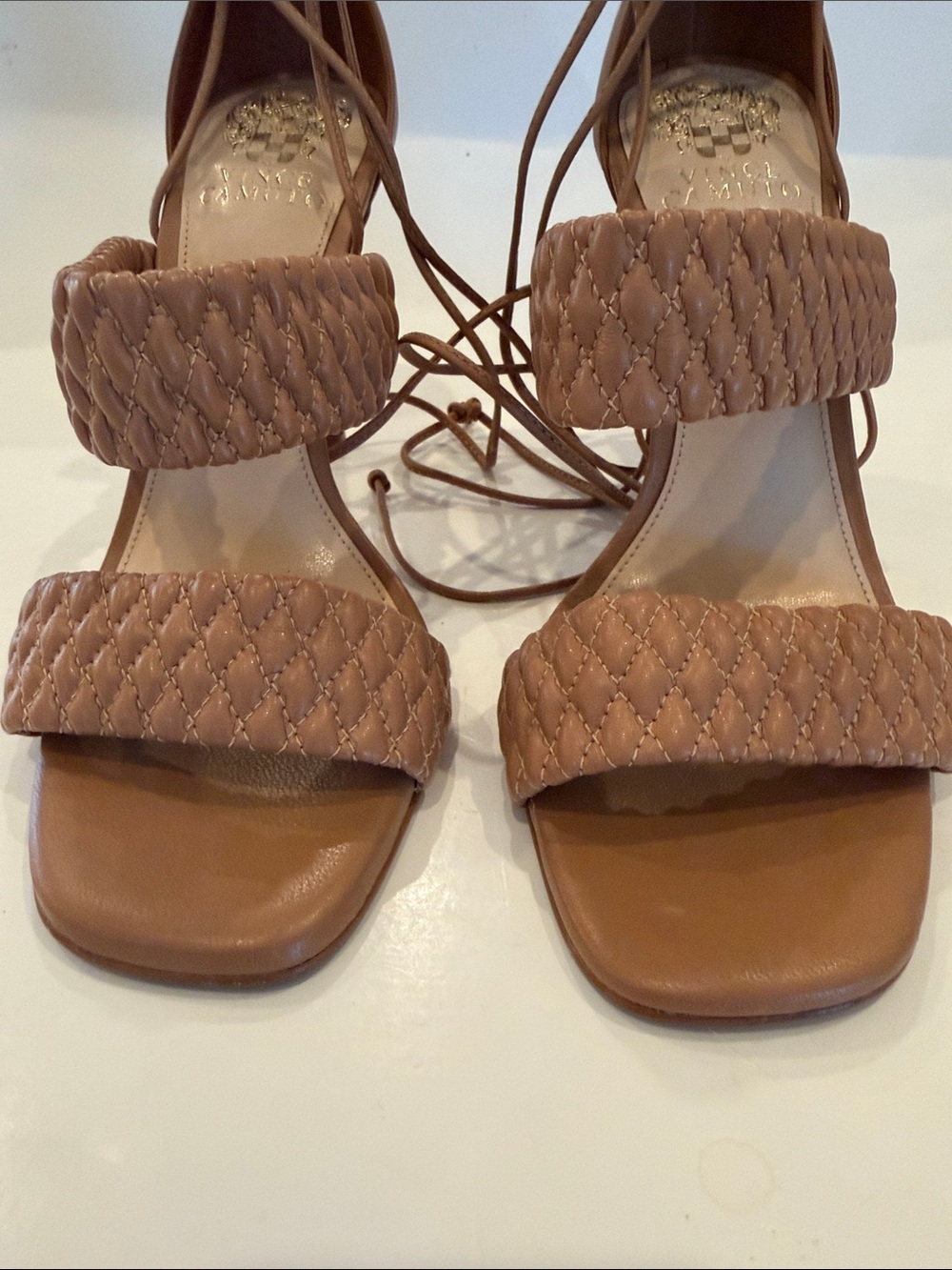 Vince Camuto Tan Strap Lace-Up Heels Size 8.5 - Picture 3 of 12